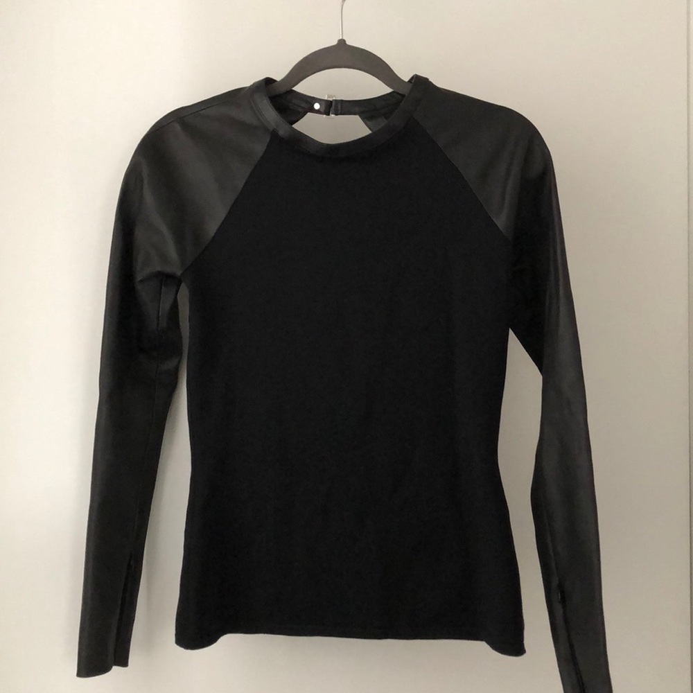 Ralph Lauren Black Label leather sleeve top